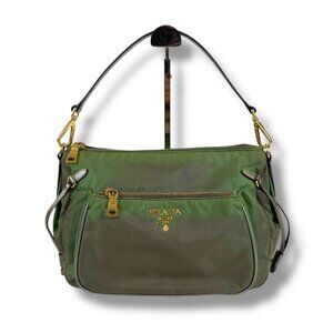 Prada Shoulder Bag Hobo Tessuto Nylon Khaki Green
